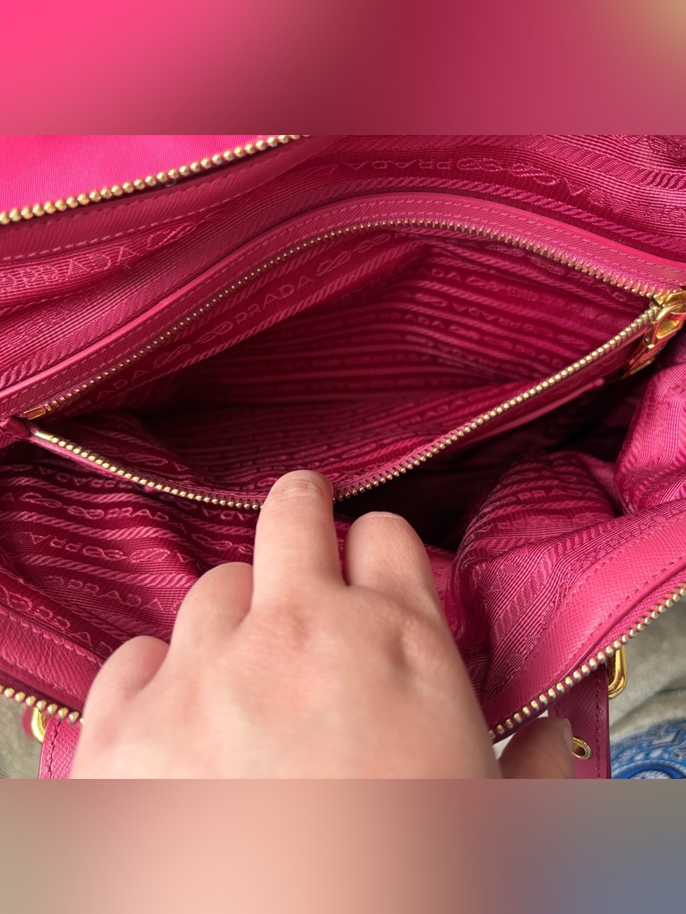 Prada Pink Tessuto Nylon Tote Bag with Gold Hardware - Picture 4 of 7
